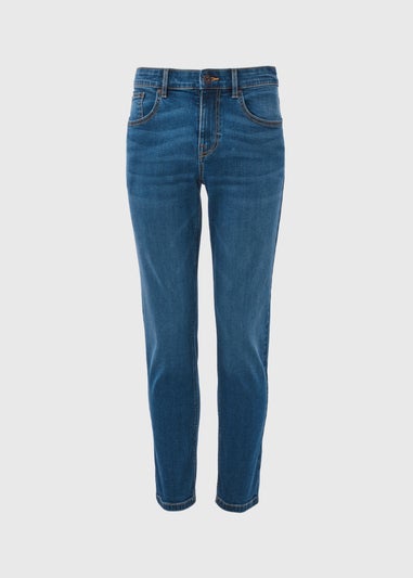 Mid Wash Comfort Fit Denim Jeans