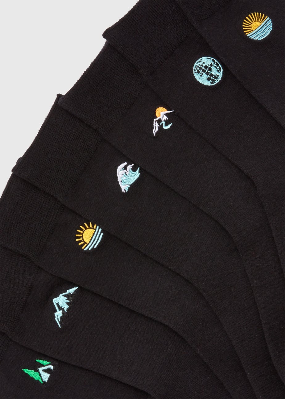7 Pack Outdoor Embroidered Socks
