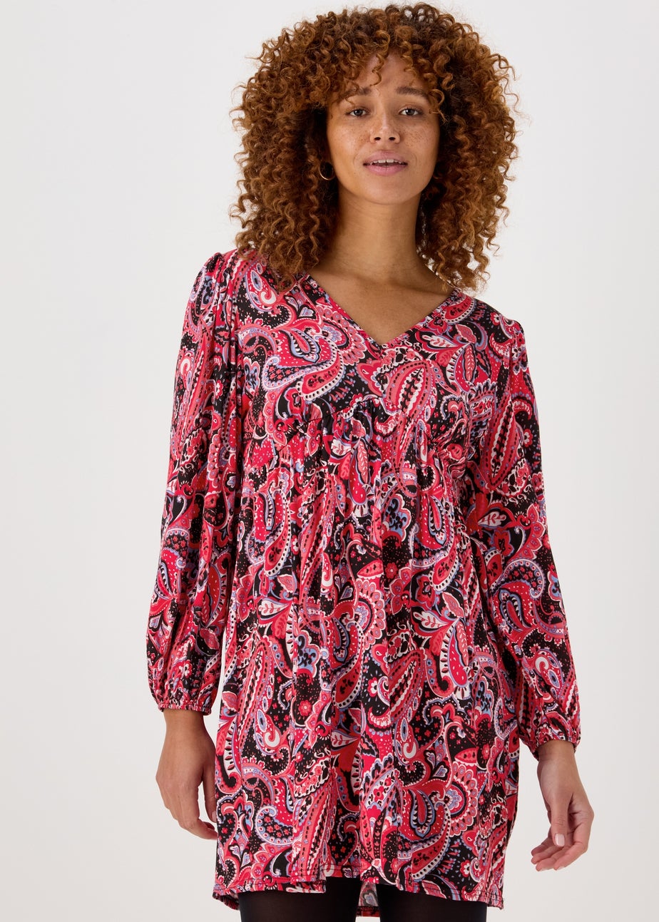 Multicoloured Paisley Print Empire Mini Dress