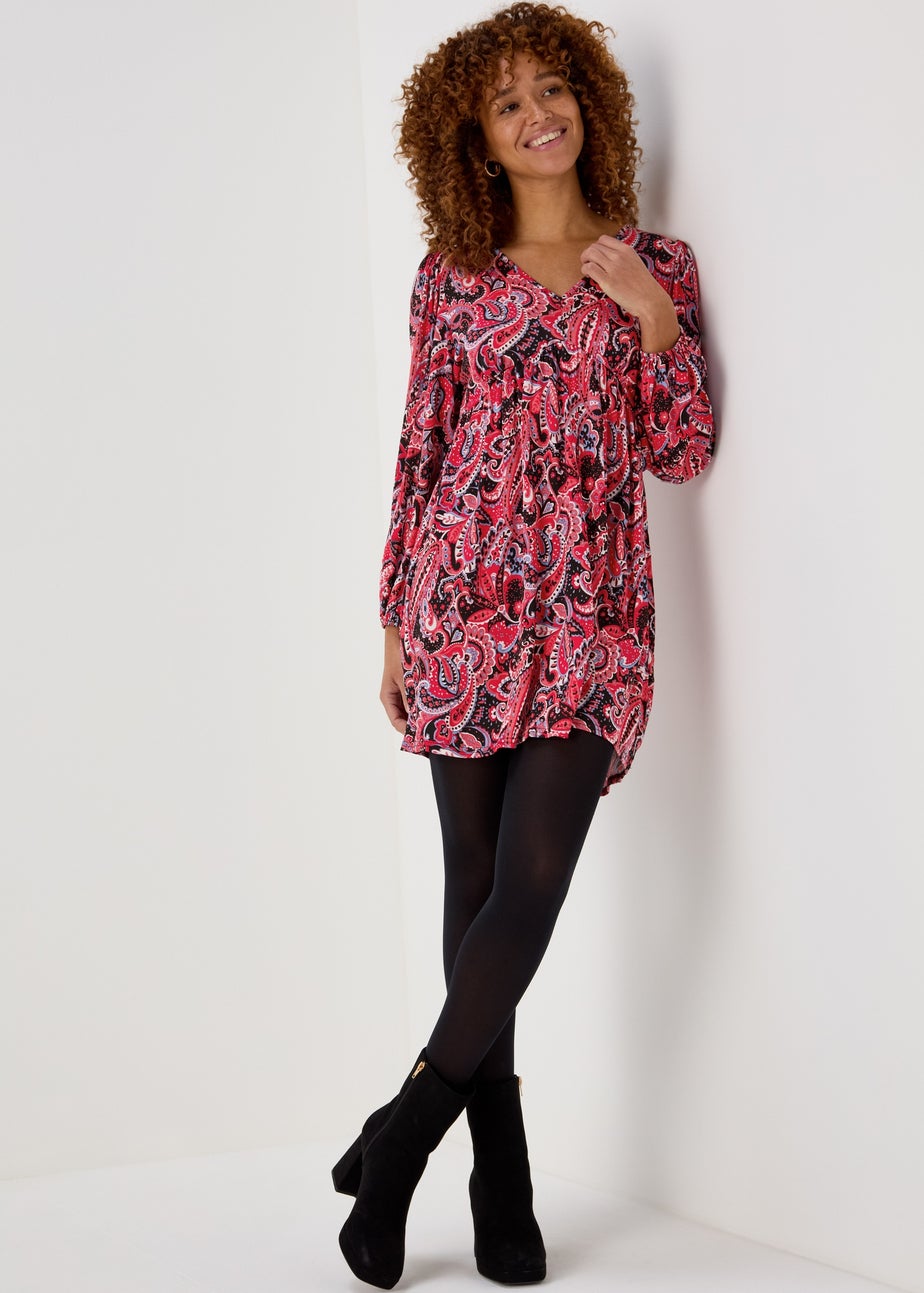 Multicoloured Paisley Print Empire Mini Dress