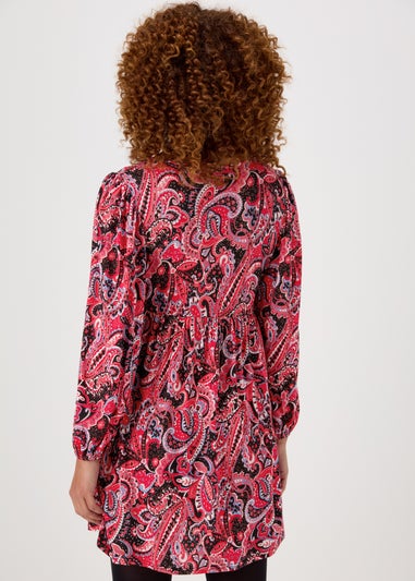 Multicoloured Paisley Print Empire Mini Dress
