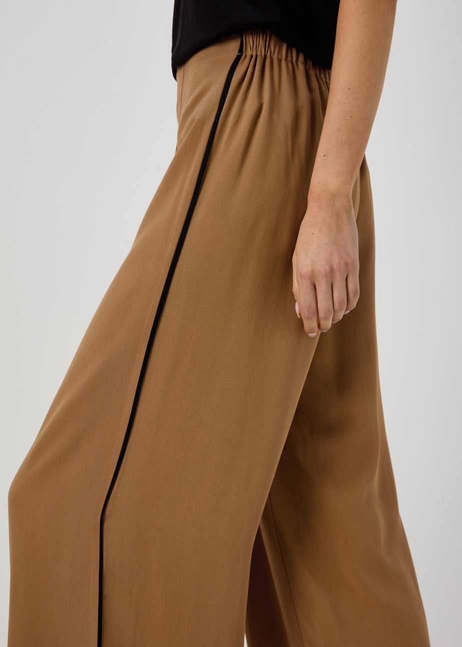 Et Vous Camel Wide Leg Side Stripe Bottoms