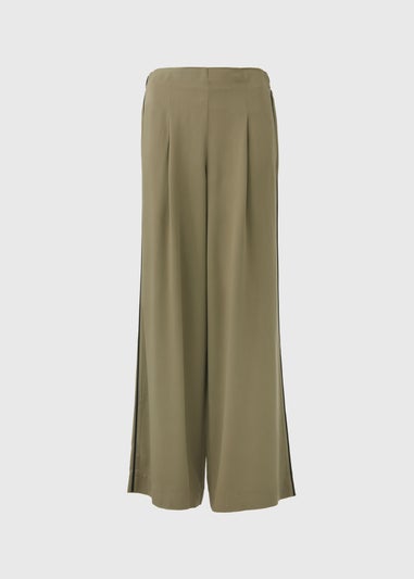 Et Vous Khaki Wide Leg Side Stripe Bottoms