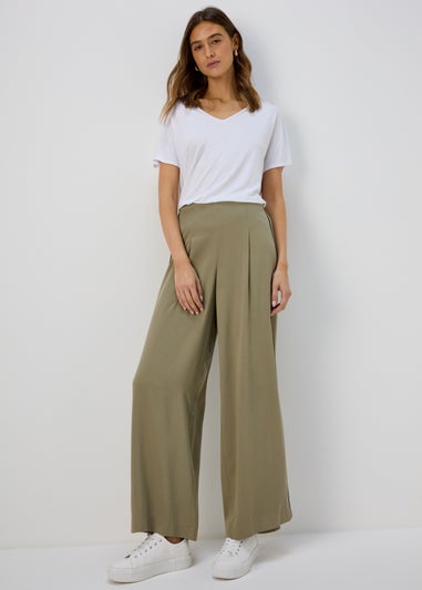 Et Vous Khaki Wide Leg Side Stripe Bottoms