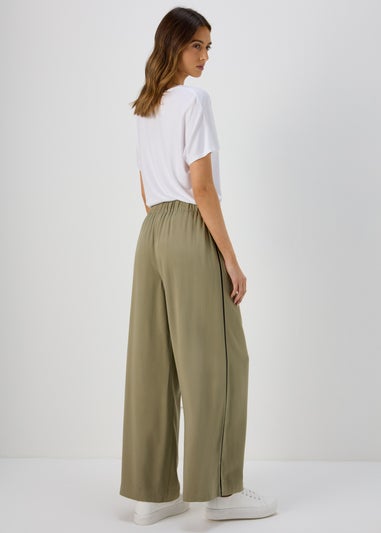 Et Vous Khaki Wide Leg Side Stripe Bottoms