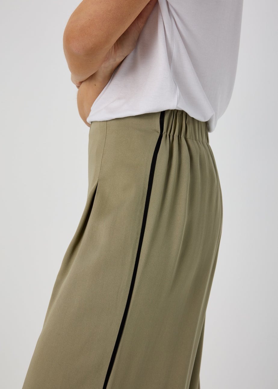 Et Vous Khaki Wide Leg Side Stripe Bottoms