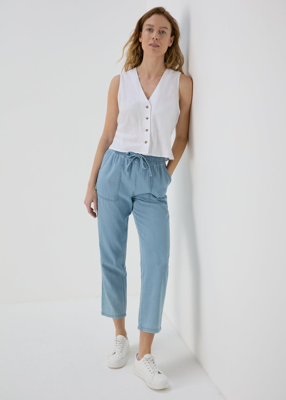 Blue Light Wash Utility Joggers