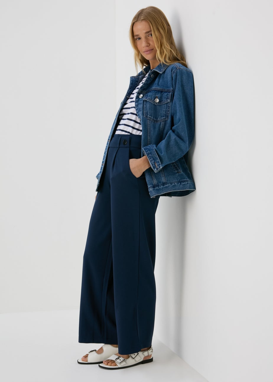 JDY Navy Geggo Button Trousers
