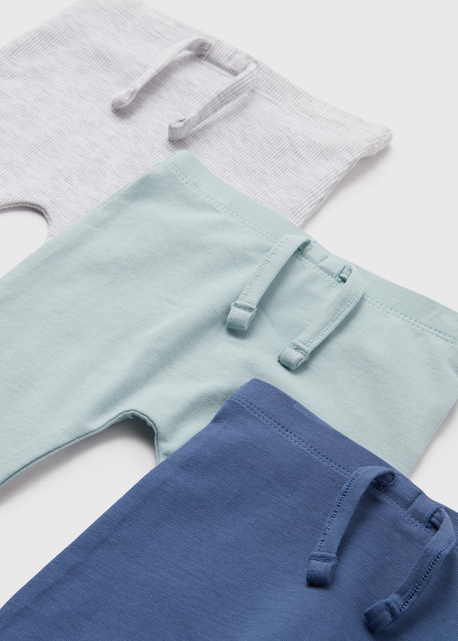 Boys 3 Pack Blue Preppy Leggings (Newborn-23mths)