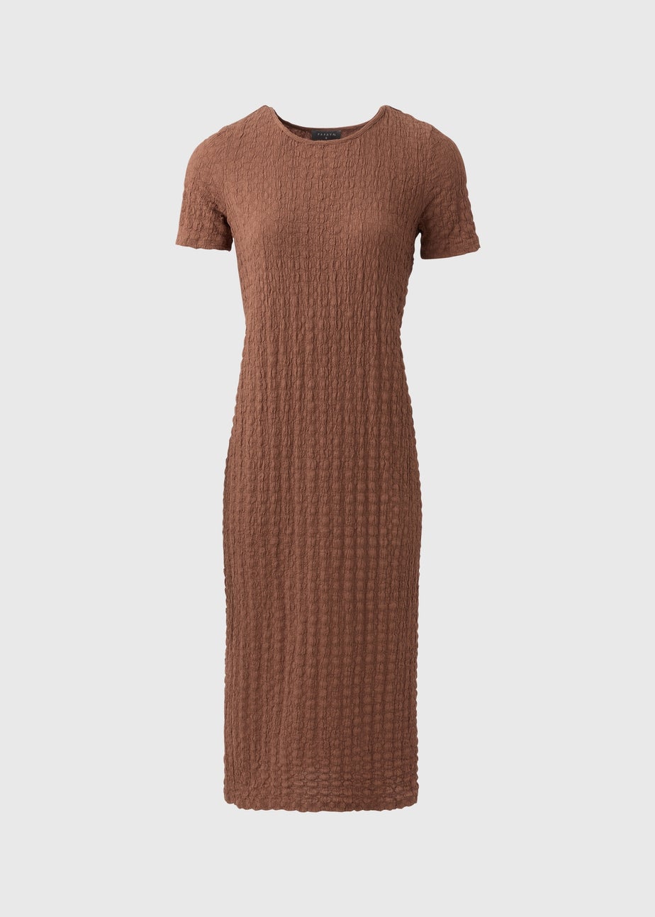 Brown Hyper Texture Midi Dress