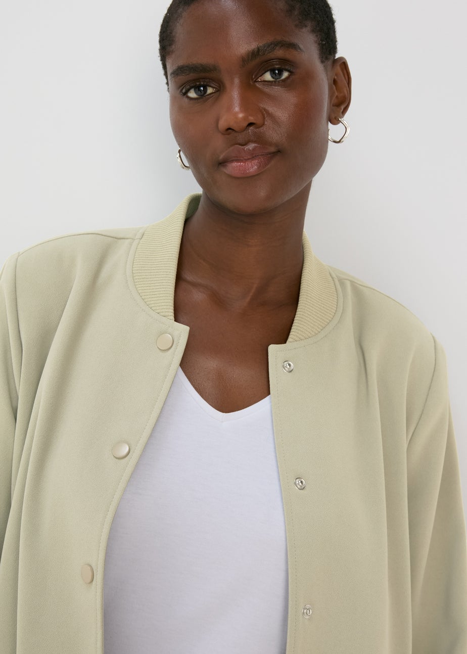 Et Vous Sage Crepe Bomber Jacket