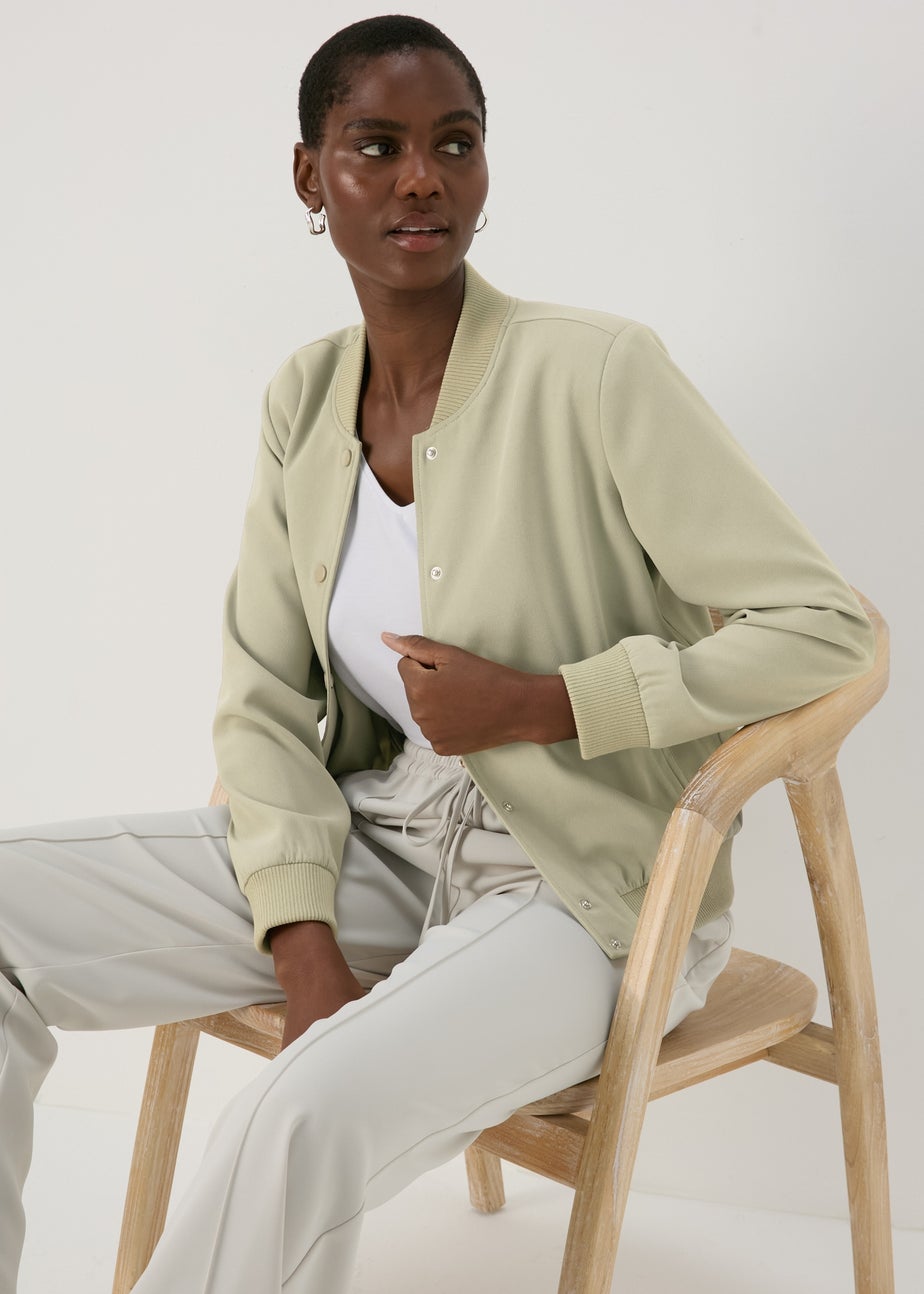 Et Vous Sage Crepe Bomber Jacket