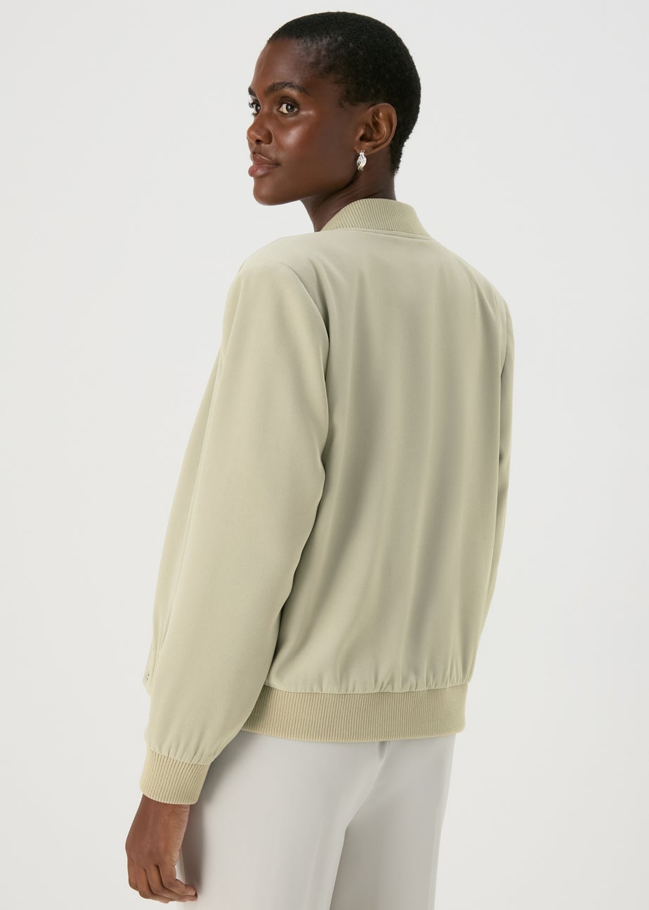 Et Vous Sage Crepe Bomber Jacket