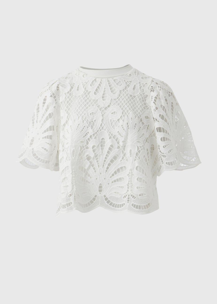 Et Vous White Lace Box Top