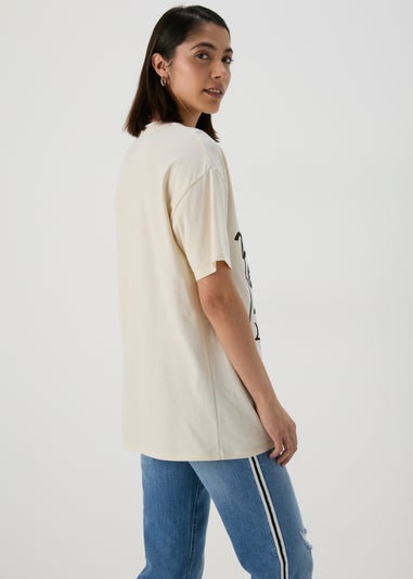 Cream Tropical Island Oversized T-Shirt