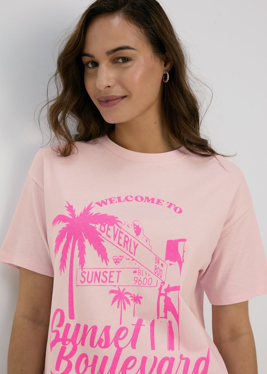 Pink Venice Beach Oversized T-Shirt
