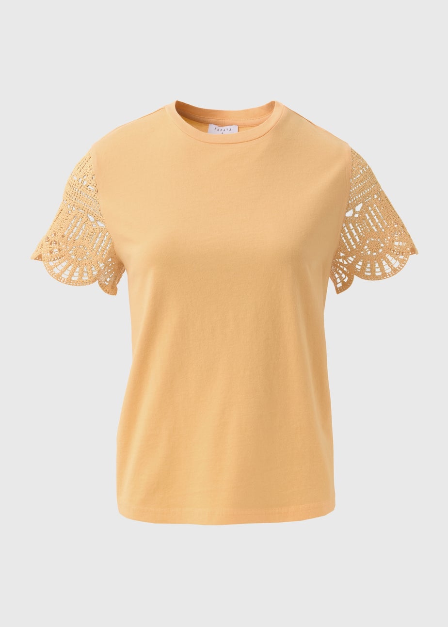 Peach Crochet Sleeve Top