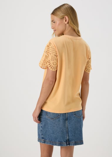 Peach Crochet Sleeve Top