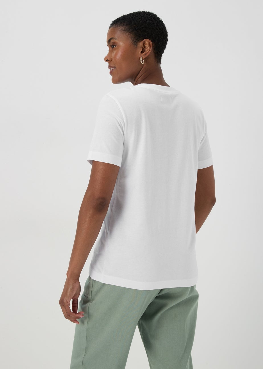 White Floral Print Slogan T-Shirt