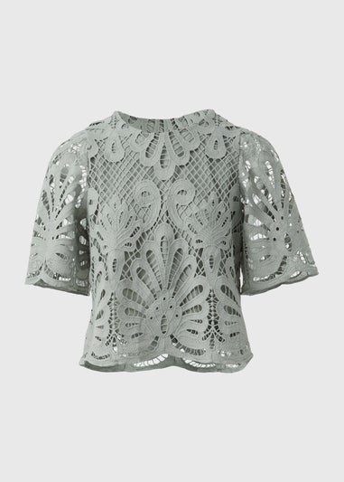 Et Vous Green Lace Box Top