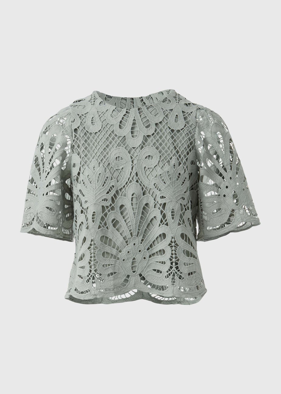 Et Vous Green Lace Box Top