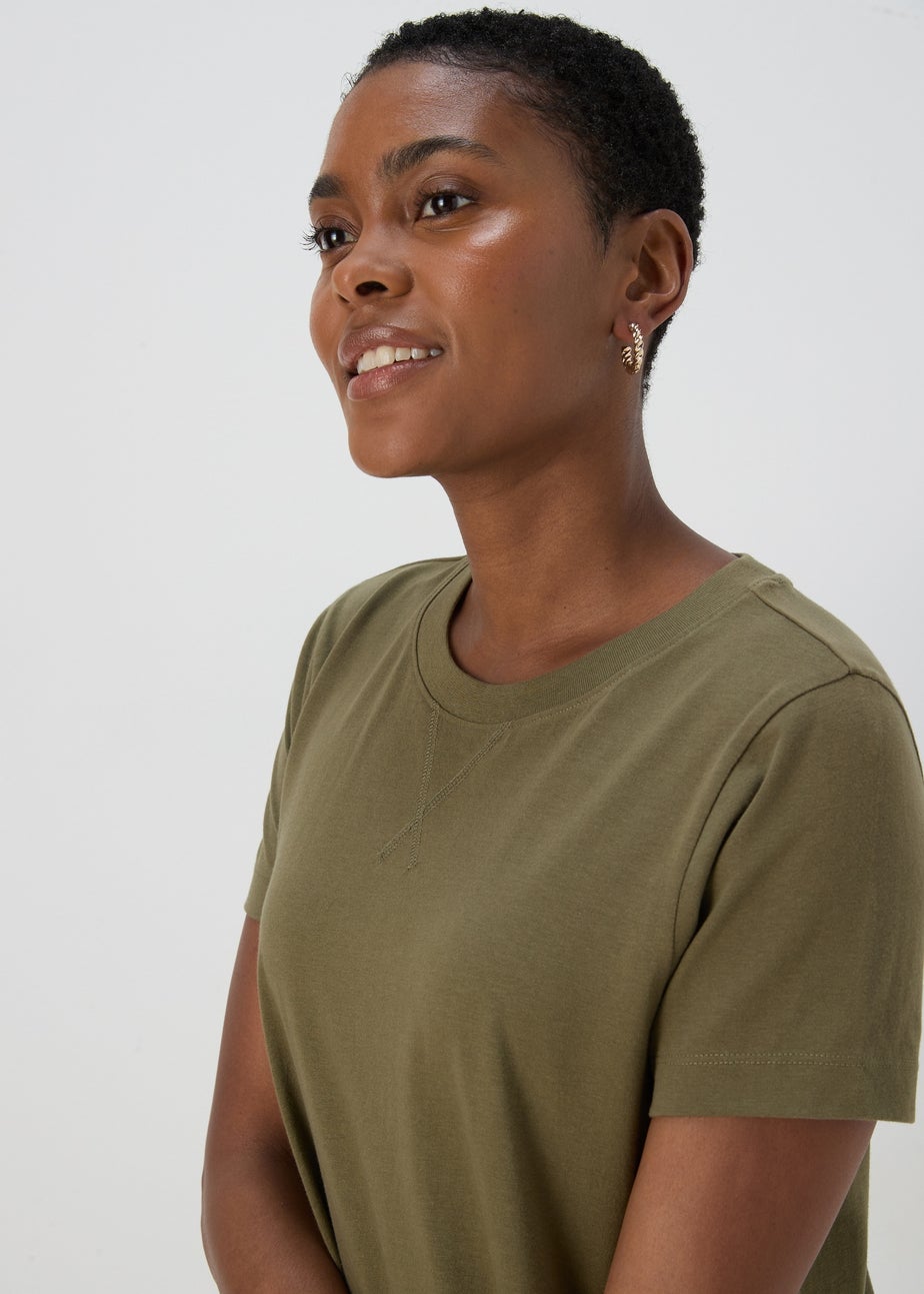 Khaki Mini T Shirt Dress