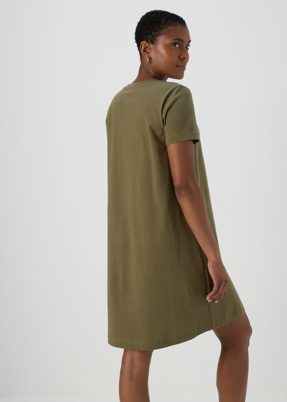 Khaki Mini T Shirt Dress