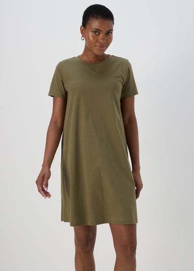 Khaki Mini T Shirt Dress
