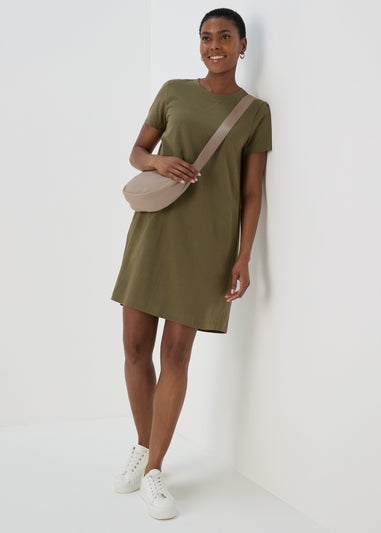 Khaki Mini T Shirt Dress