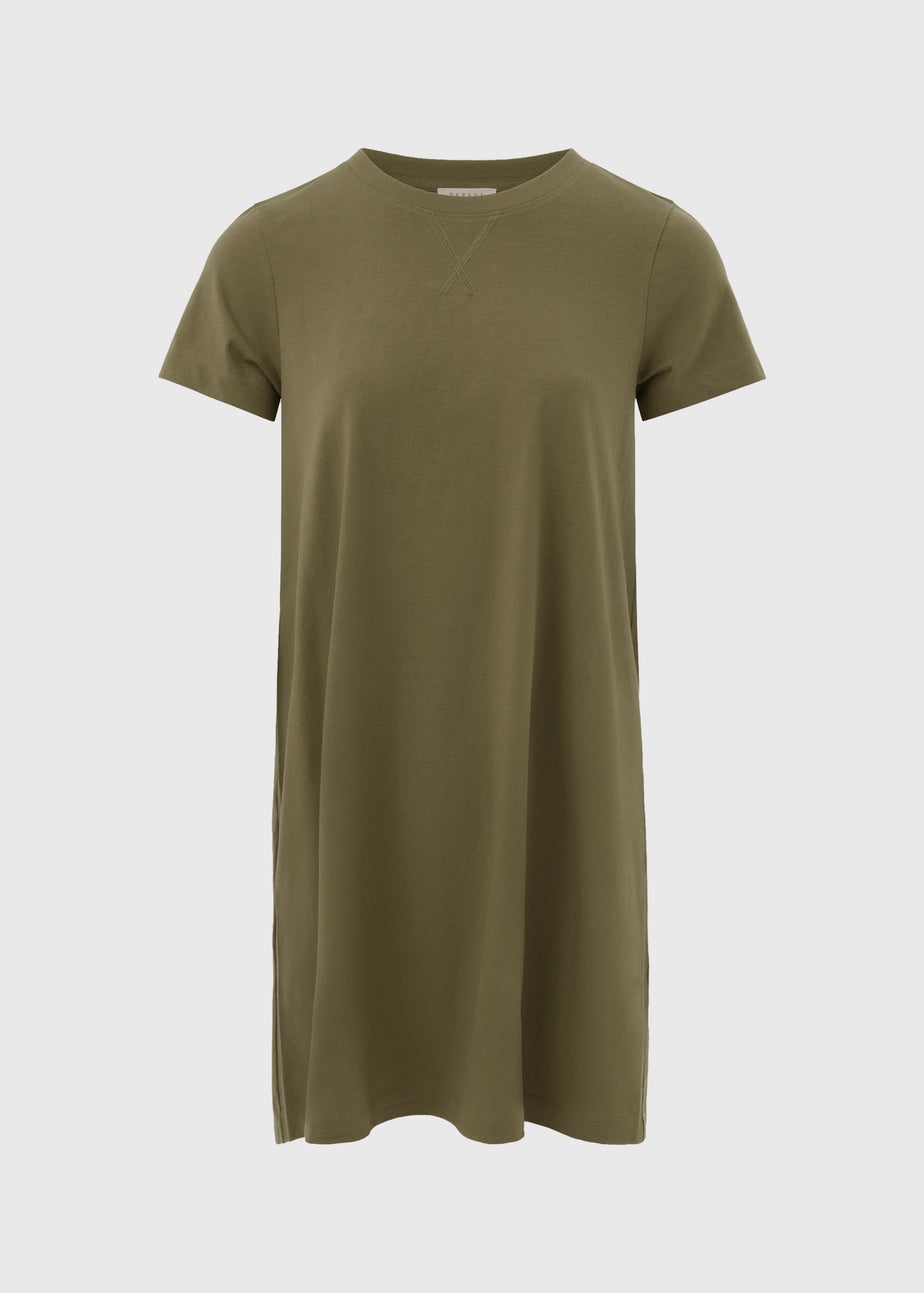 Khaki Mini T Shirt Dress