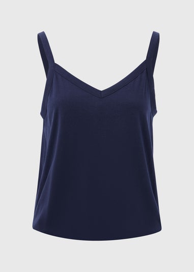 Navy Frill Plain Cami
