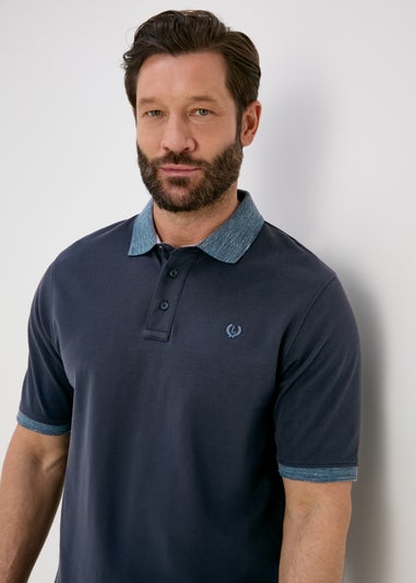 Lincoln Navy Pique Space Dye Polo Shirt