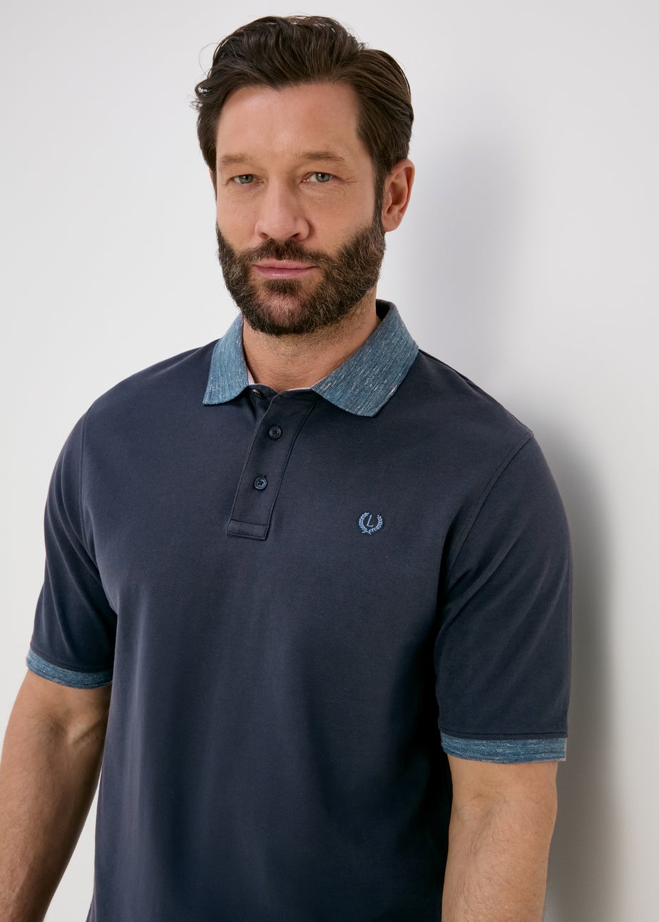 Lincoln Navy Pique Space Dye Polo Shirt