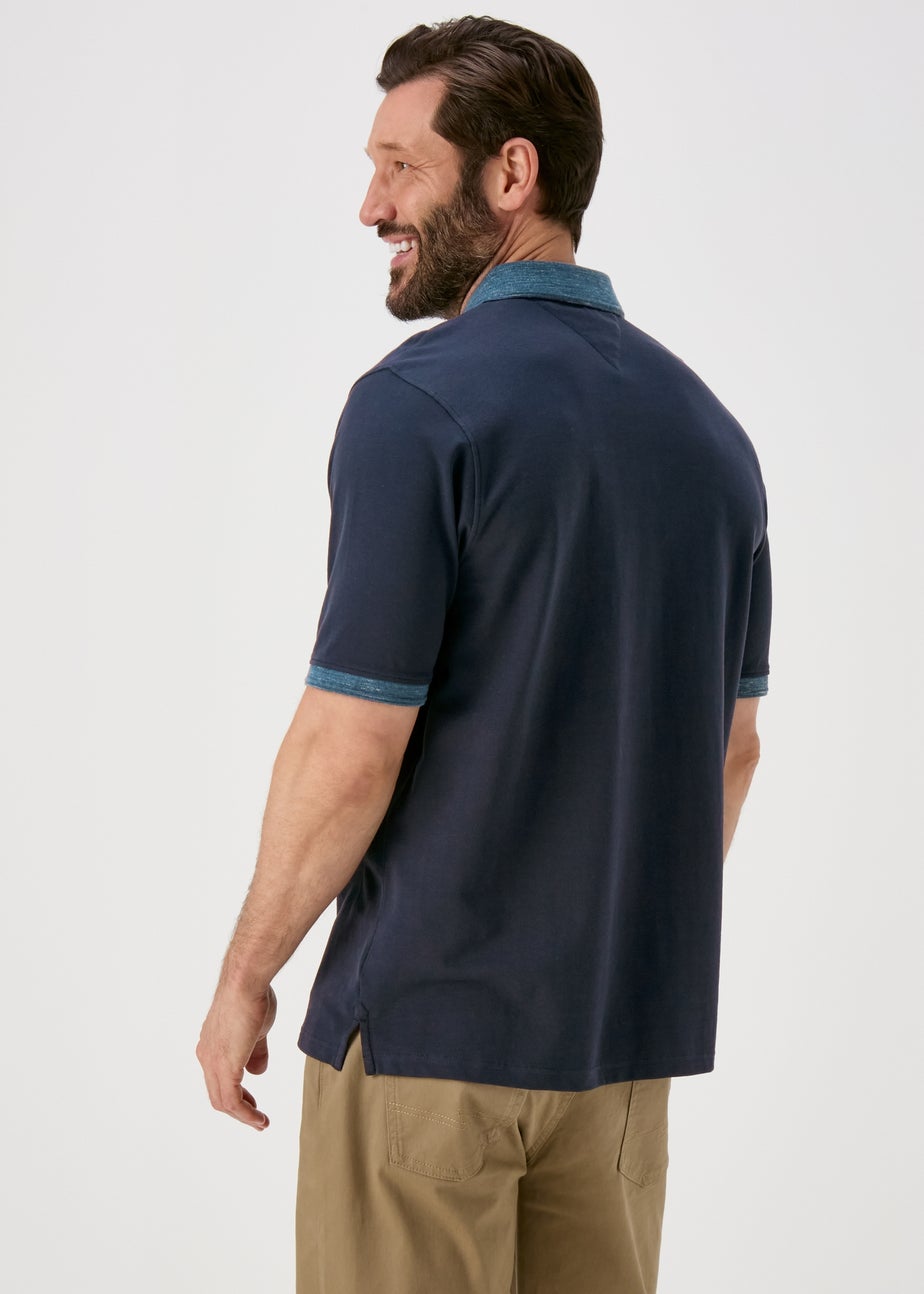 Lincoln Navy Pique Space Dye Polo Shirt