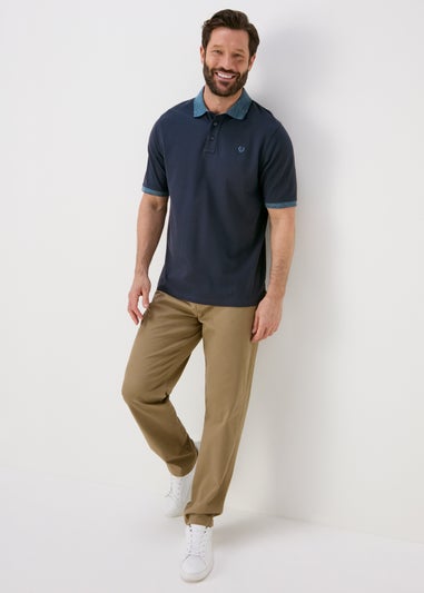 Lincoln Navy Pique Space Dye Polo Shirt