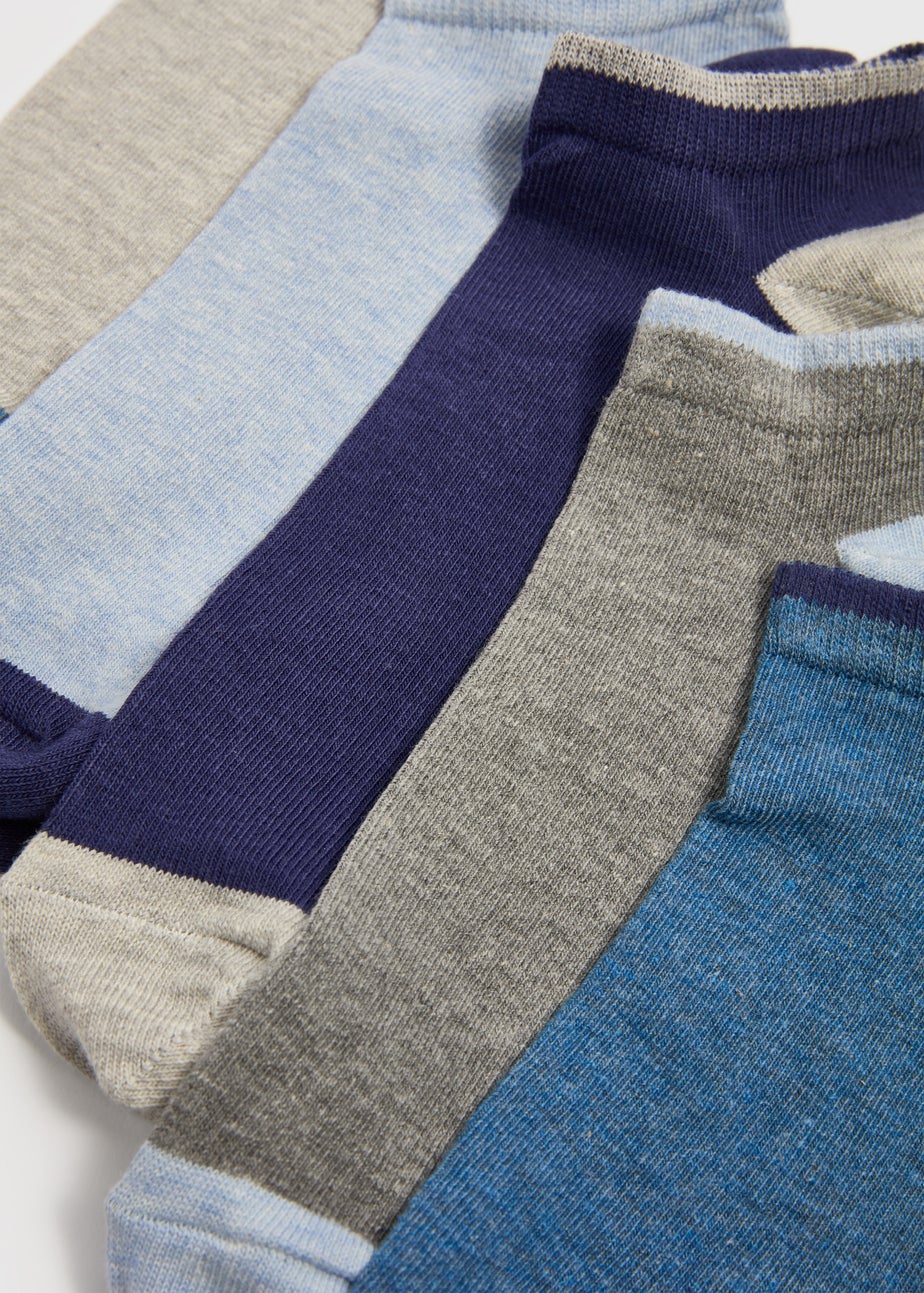 5 Pack Blue Design Trainer Socks