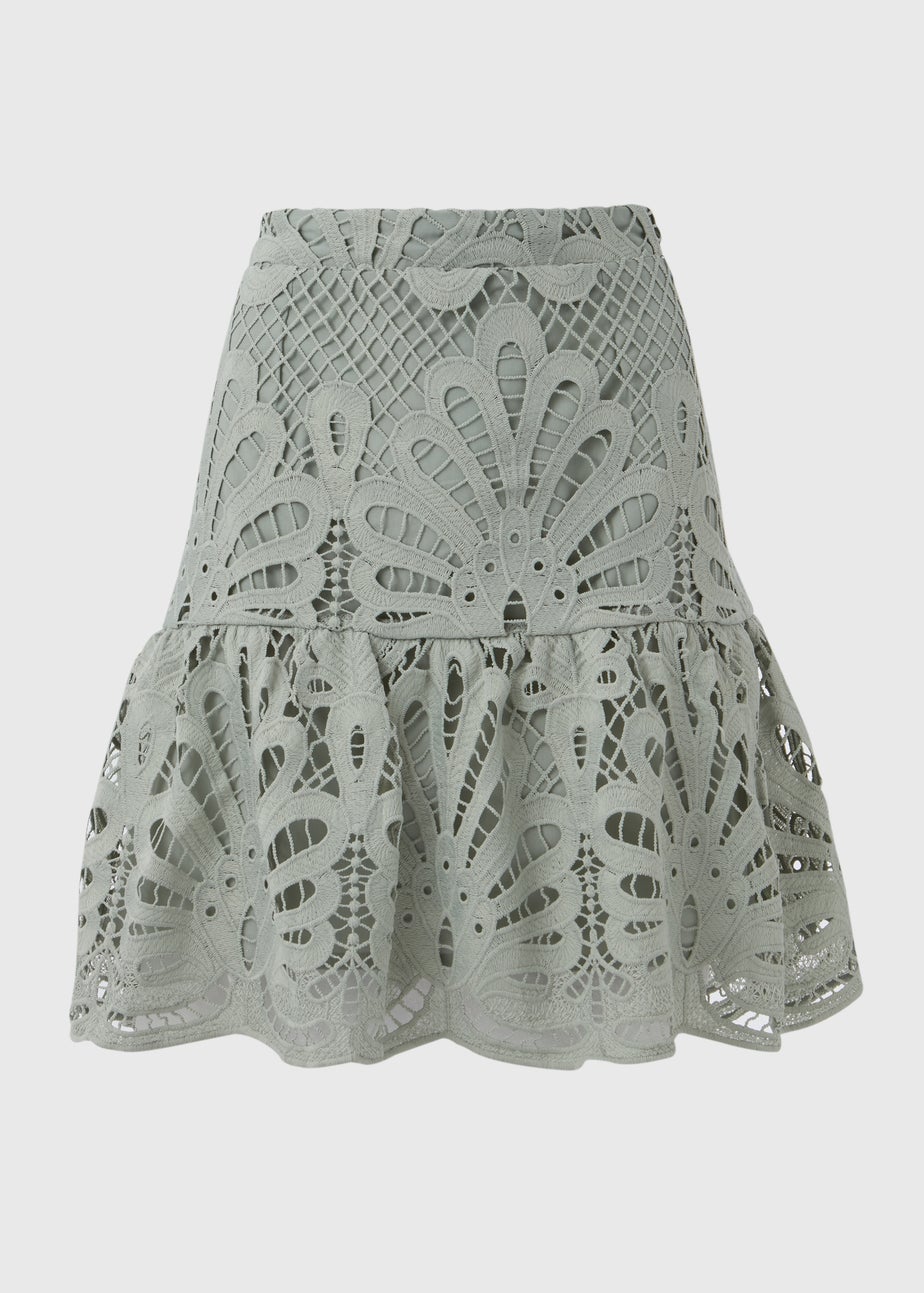 Et Vous Mint Lace Mini Skirt