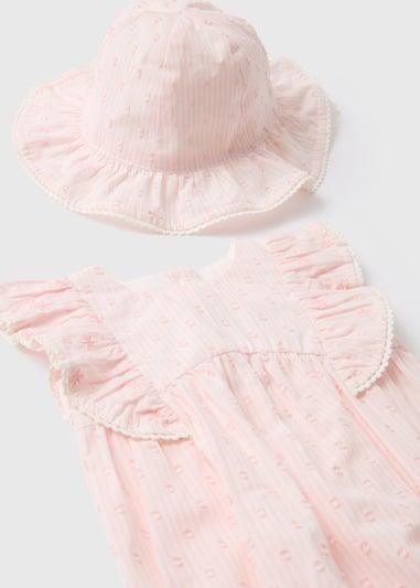 Baby White Dobby Romper & Hat (Newborn-18 mths)