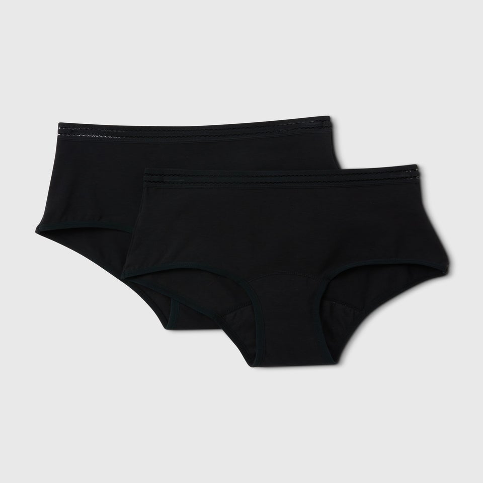 2 Pack Black Period Full Briefs