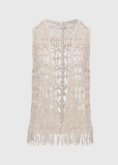 Cream Fringe Hem Waistcoat