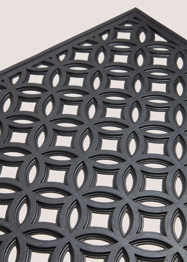 Black Geo Design Rubber Doormat (59cm x 39cm)