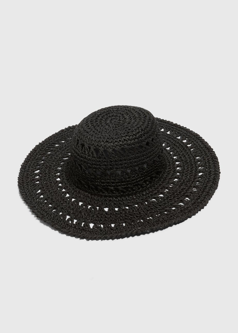 Black Macrame Floppy Hat