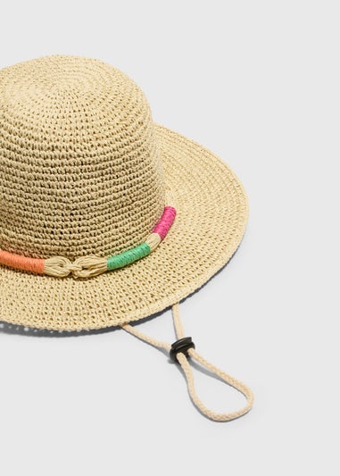 Natural Rope Trim Trilby Hat