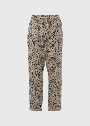 Animal Print Linen Tapered Trousers