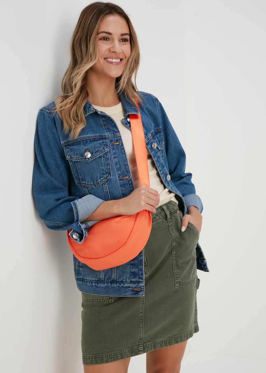 Orange Nylon Moon Bag