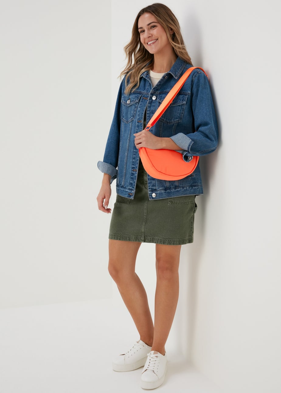 Orange Nylon Moon Bag