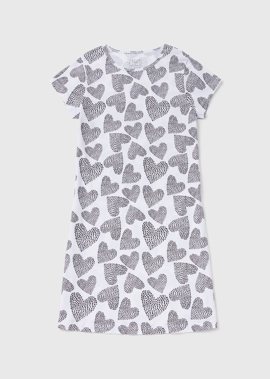 Black Mono Heart Print Nightie