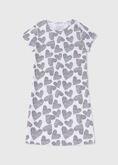 Black Mono Heart Print Nightie