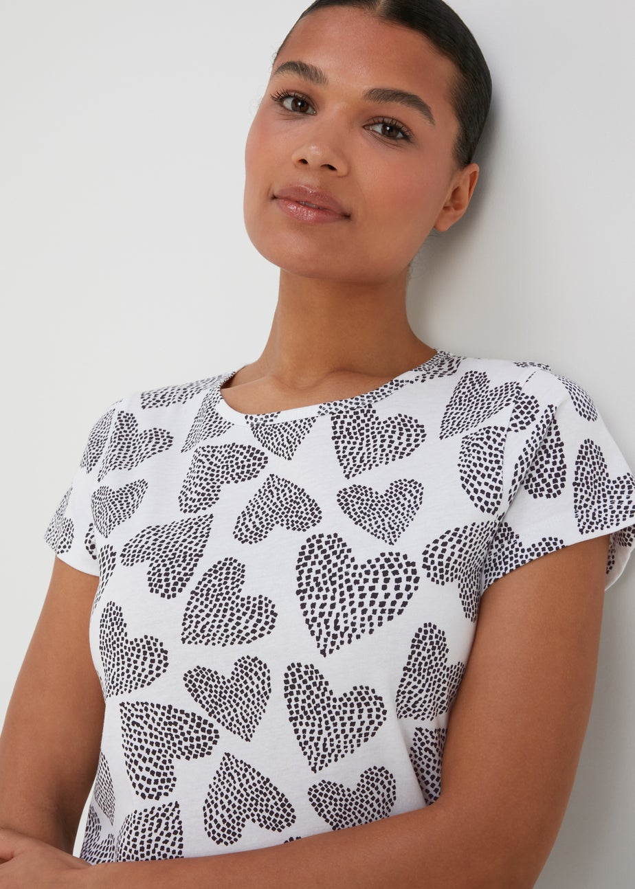 Black Mono Heart Print Nightie