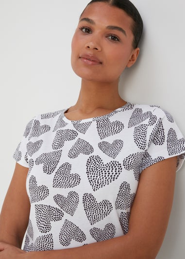 Black Mono Heart Print Nightie